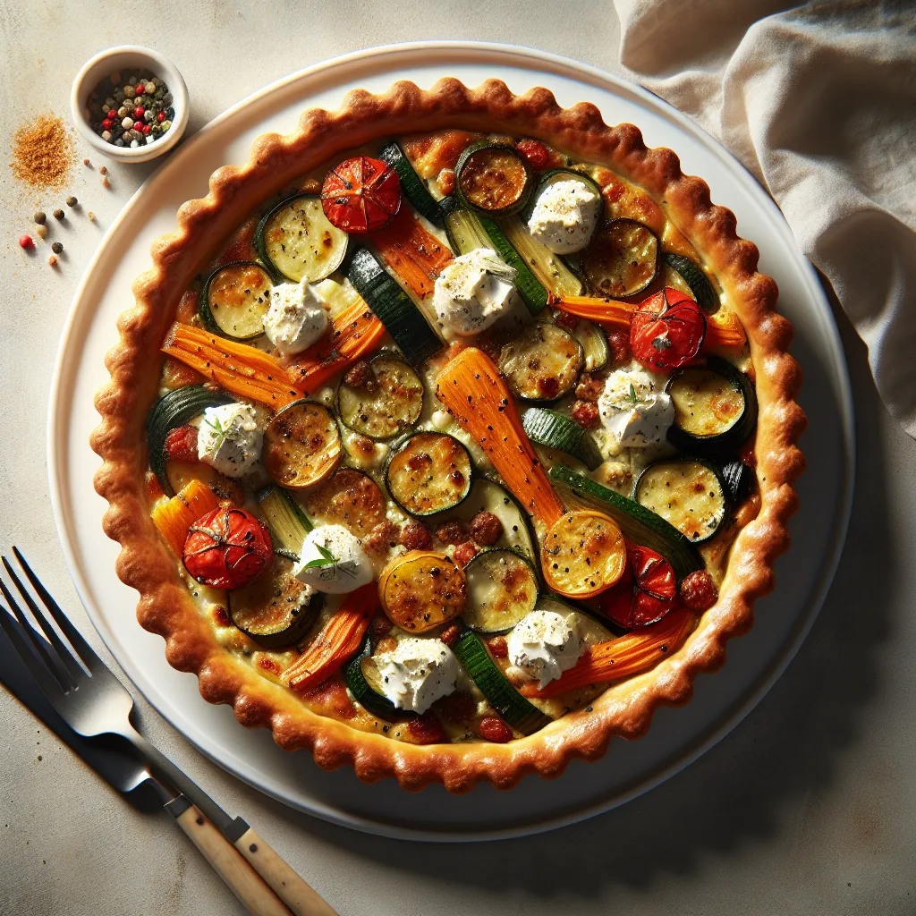Gourmet Roasted Vegetable and Goat Cheese Tart