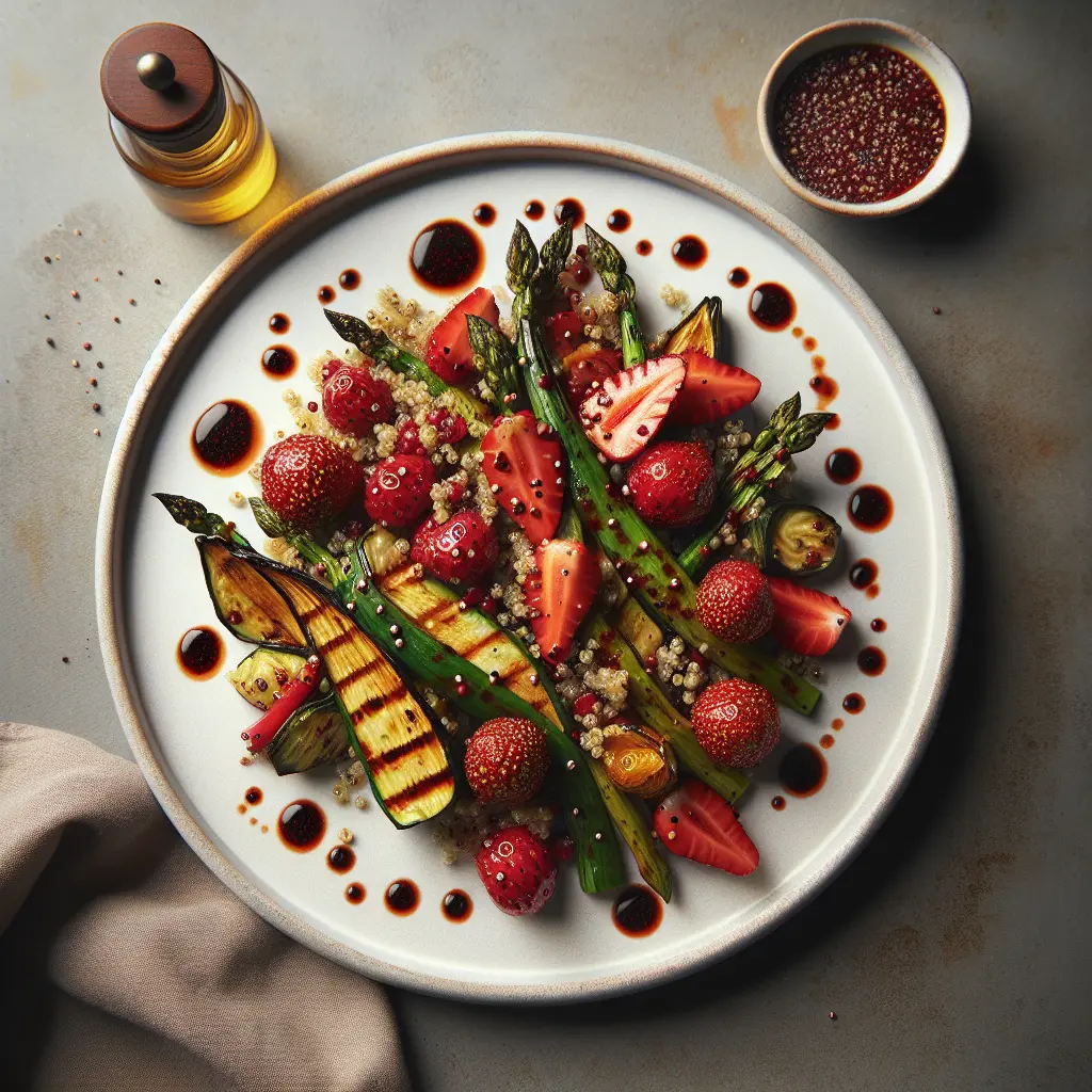 Roasted Vegetable and Quinoa Salad with Wild Strawberry and Gooseberry Vinaigrette