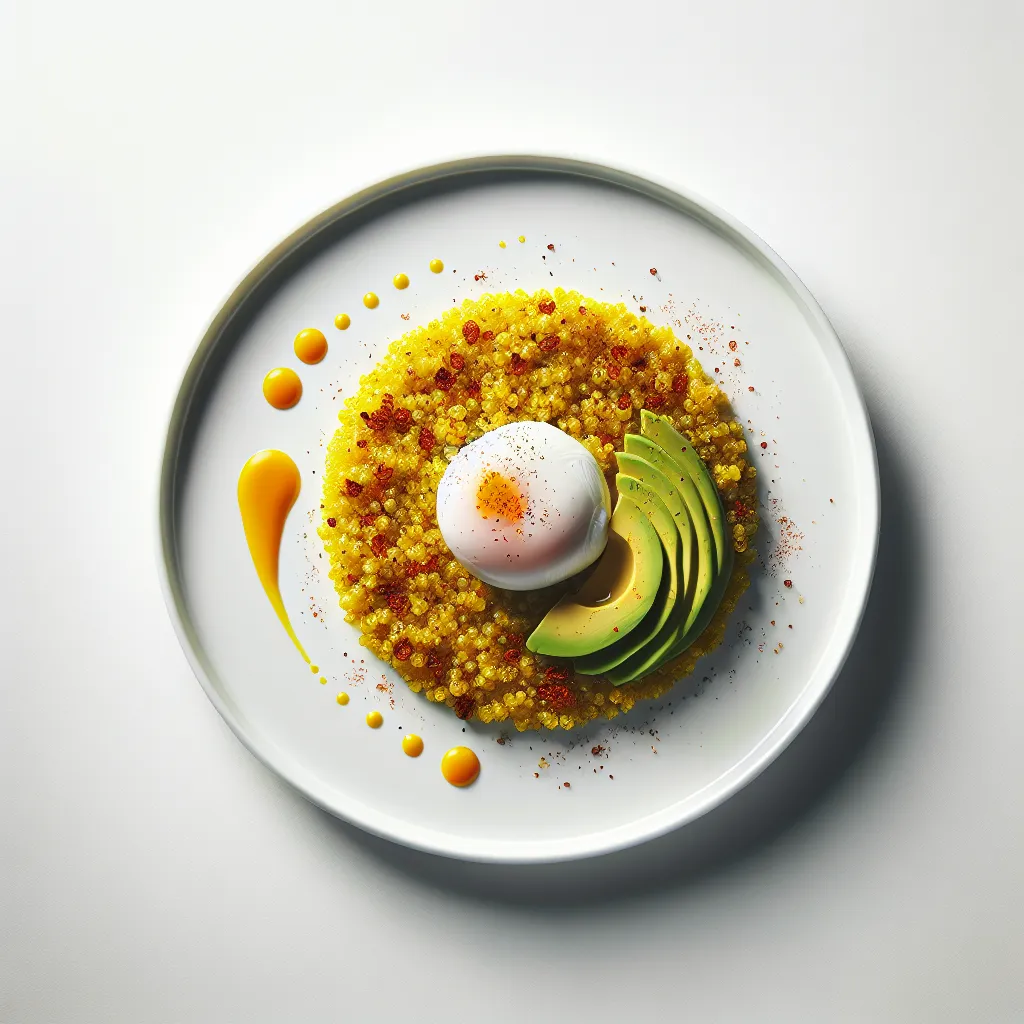 Saffron Infused Quinoa with Poached Egg and Avocado