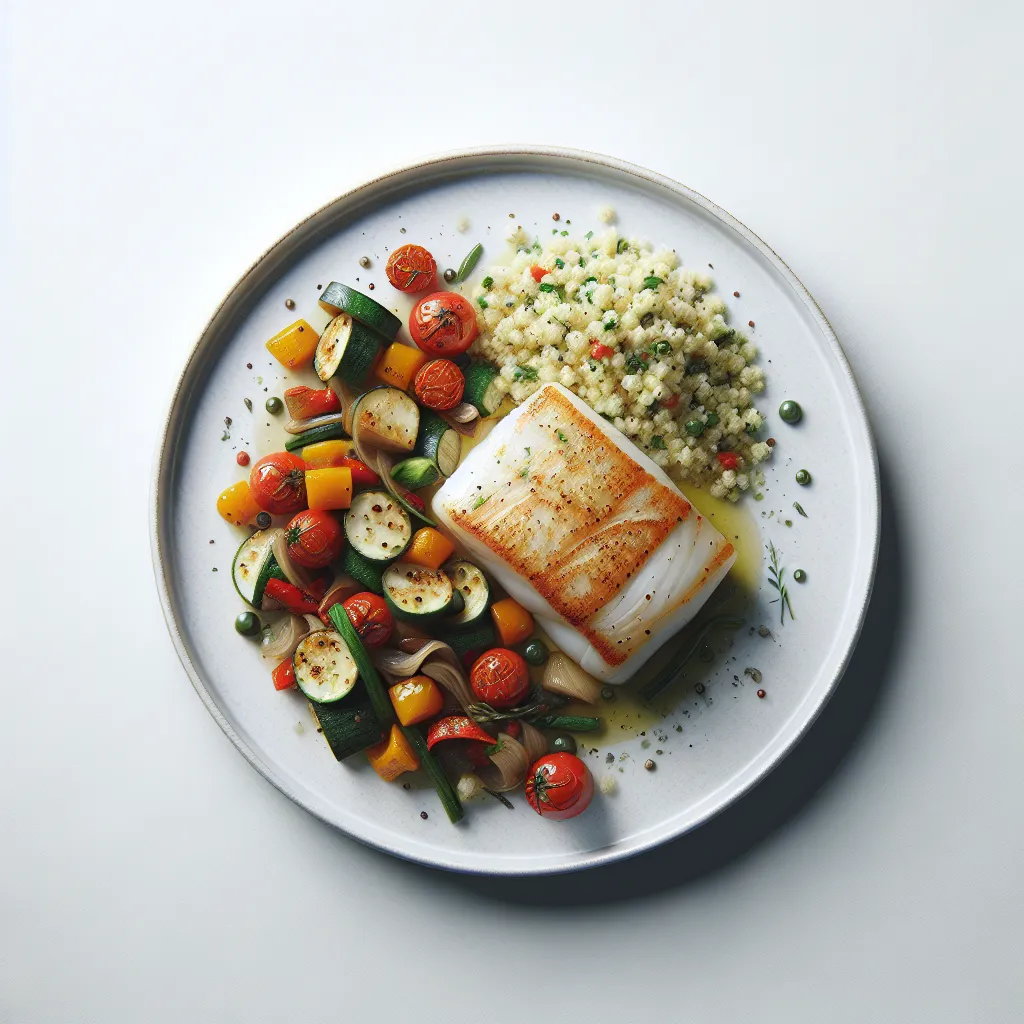 Sautéed Cod with Ratatouille and Herbed Couscous