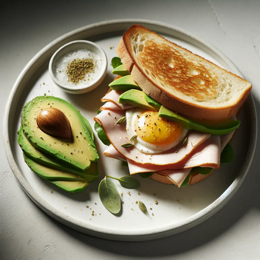 Savory Breakfast Sandwich with Avocado and Turkey