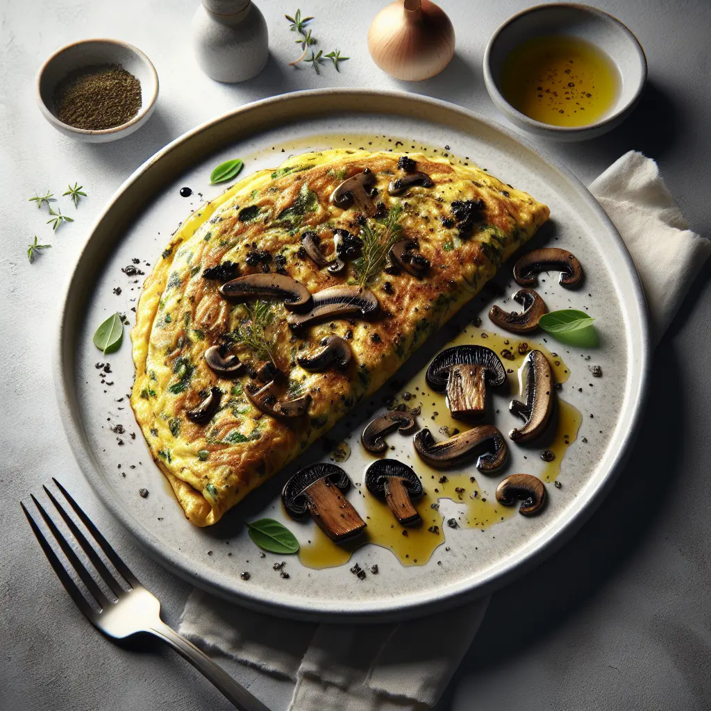 Savory Herb and Mushroom Omelette with Truffle Oil