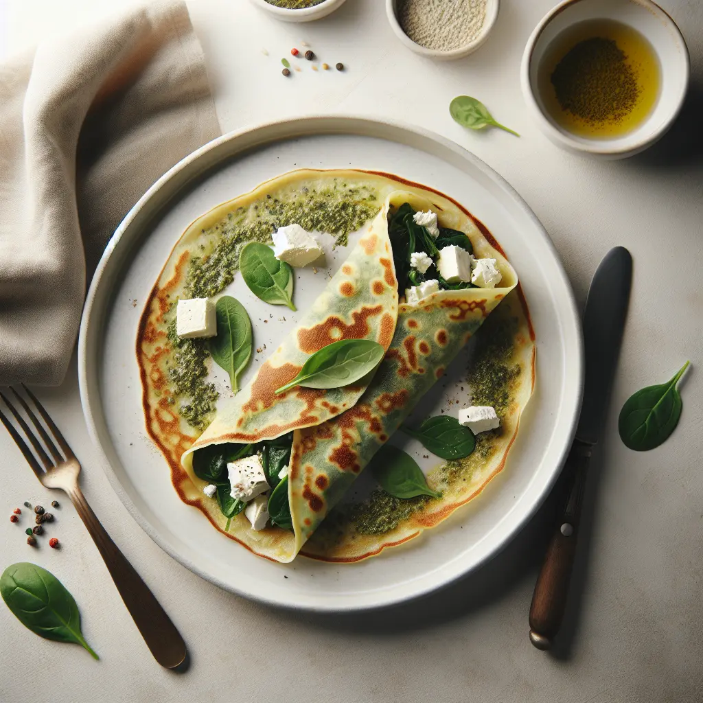 Savory Herb and Spinach Crepes with Goat Cheese