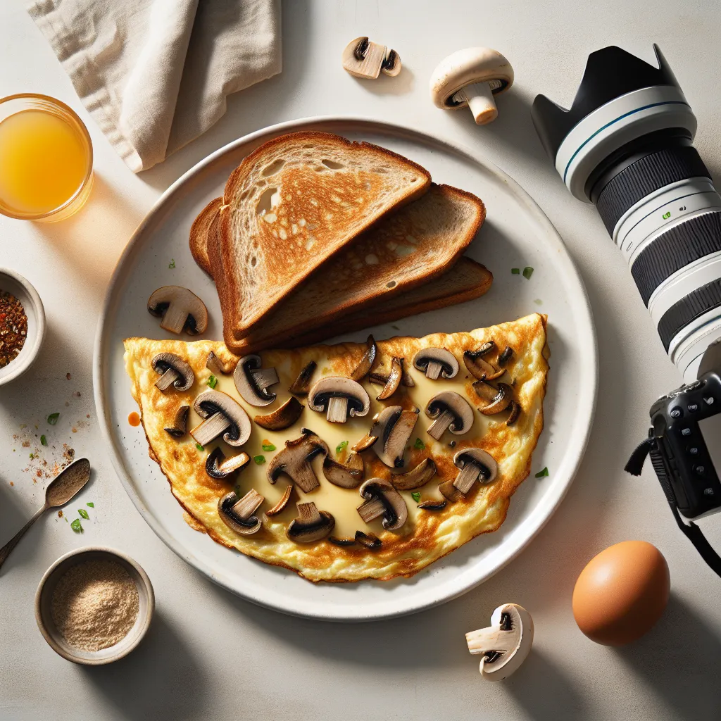 Savory Mushroom and Cheese Omelette with Whole Grain Toast