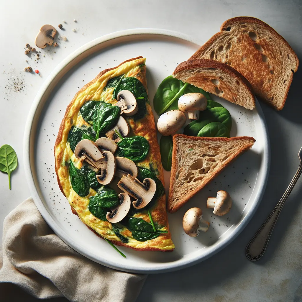 Savory Mushroom and Spinach Omelette with Whole Grain Toast