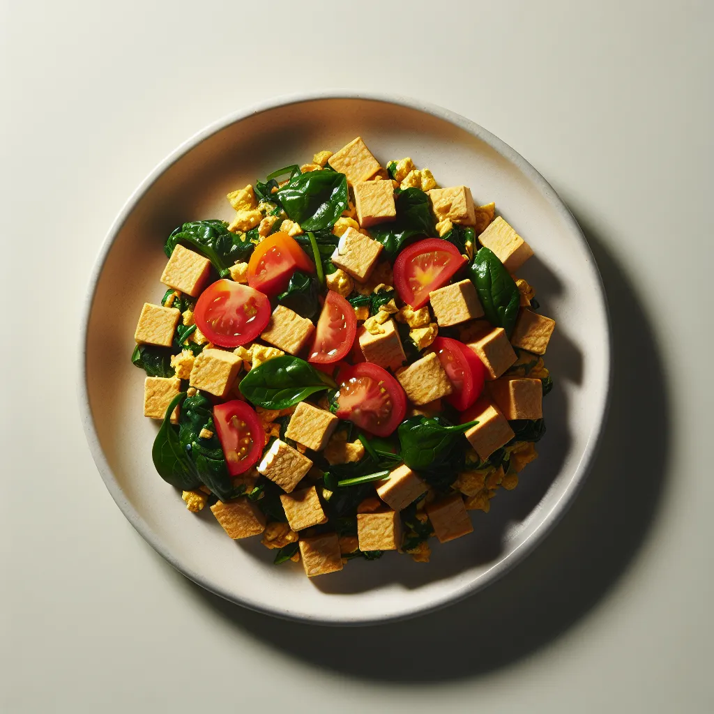 Scrambled Tofu with Spinach and Tomato
