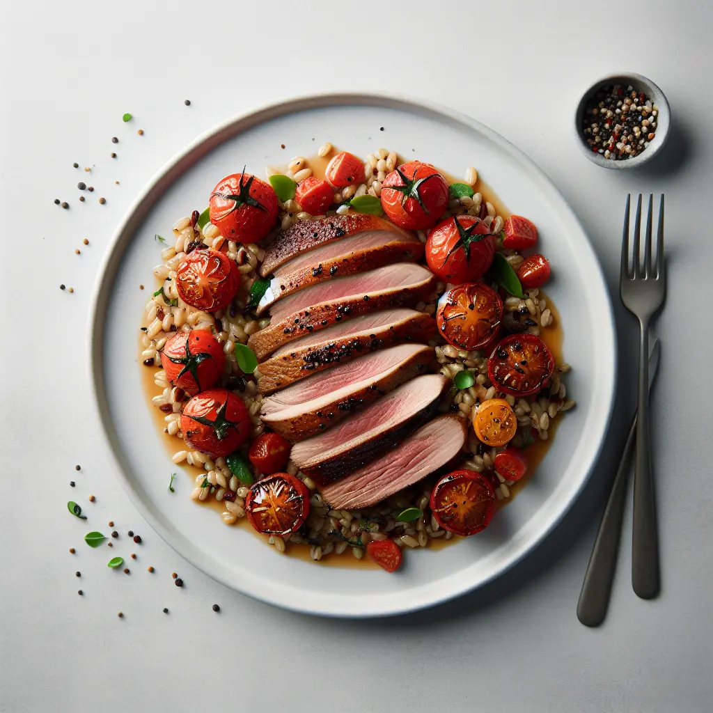 Seared Duck Breast with Tomato and Herb Farro