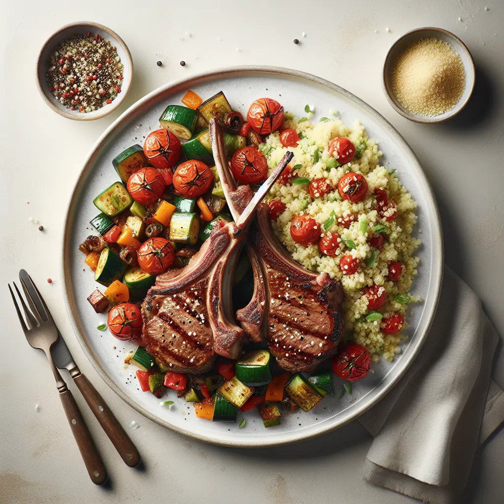Seared Lamb Chops with Ratatouille and Couscous