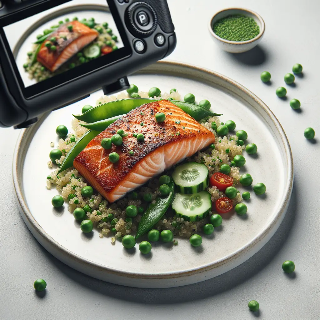Seared Salmon with Pea and Cucumber Quinoa