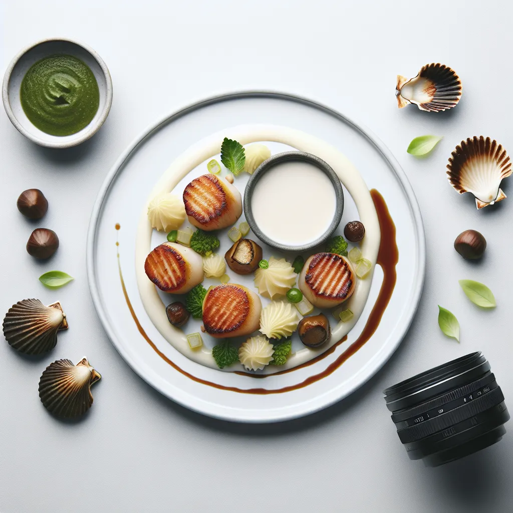 Seared Scallops with Chestnut and Celeriac Puree