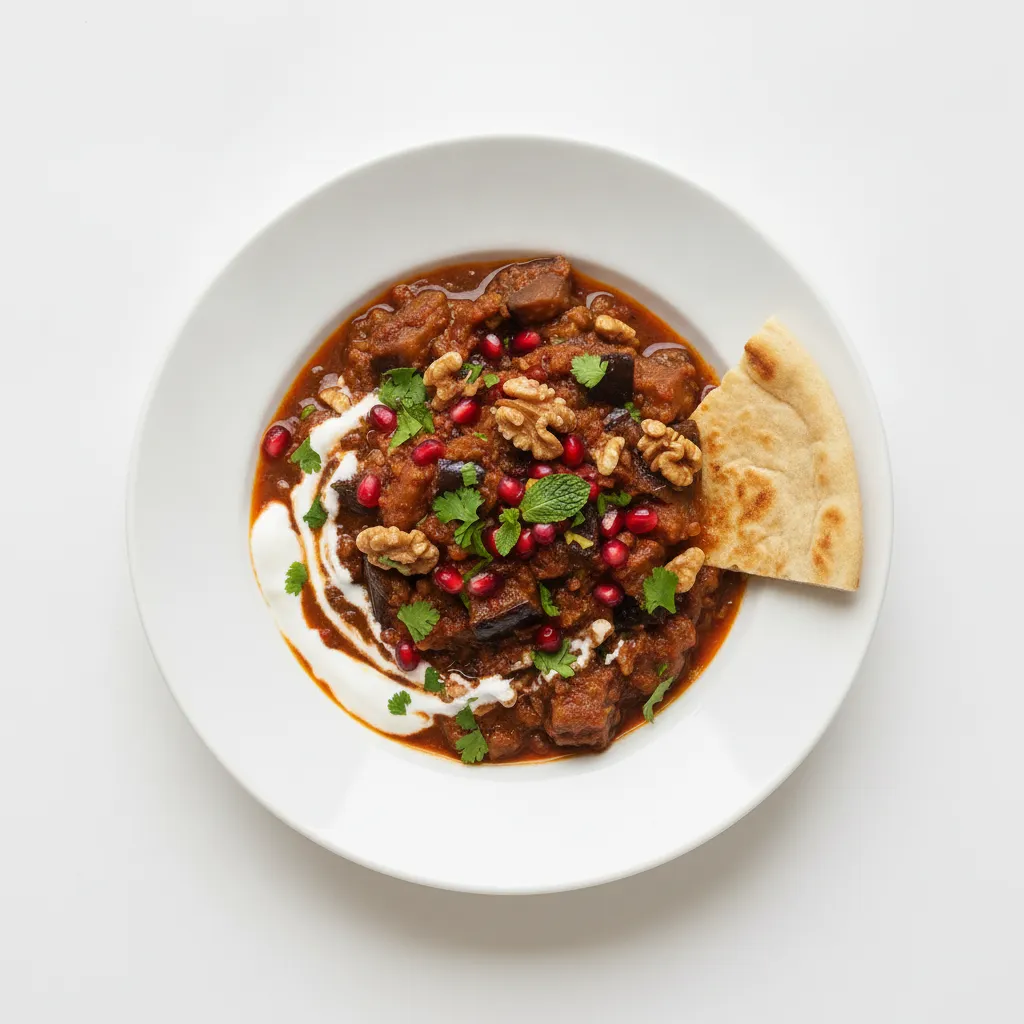 Shish Andaz (Vegan Walnut and Aubergine Stew)