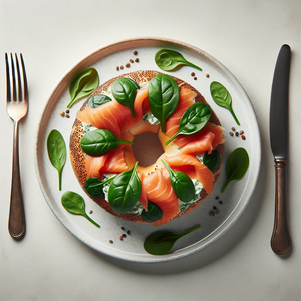 Smoked Salmon and Spinach Bagel