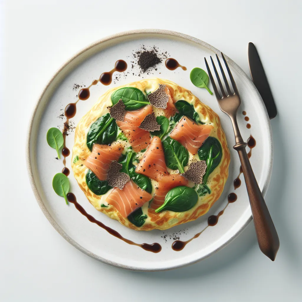 Smoked Salmon and Spinach Omelette with Truffle Oil