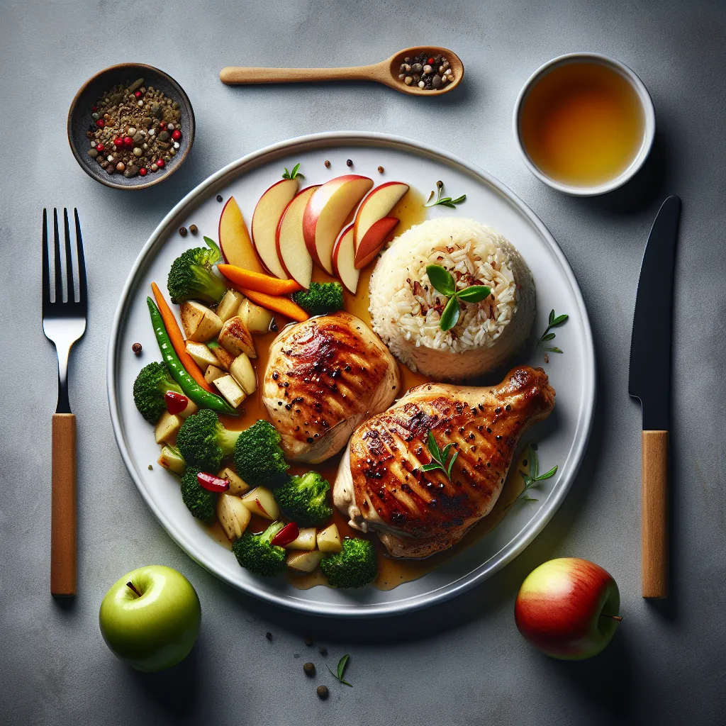 Spanish Chicken with Sautéed Vegetables and Apple Rice Cups