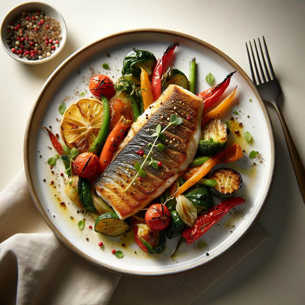 Spanish Grilled Fish with Sautéed Vegetables