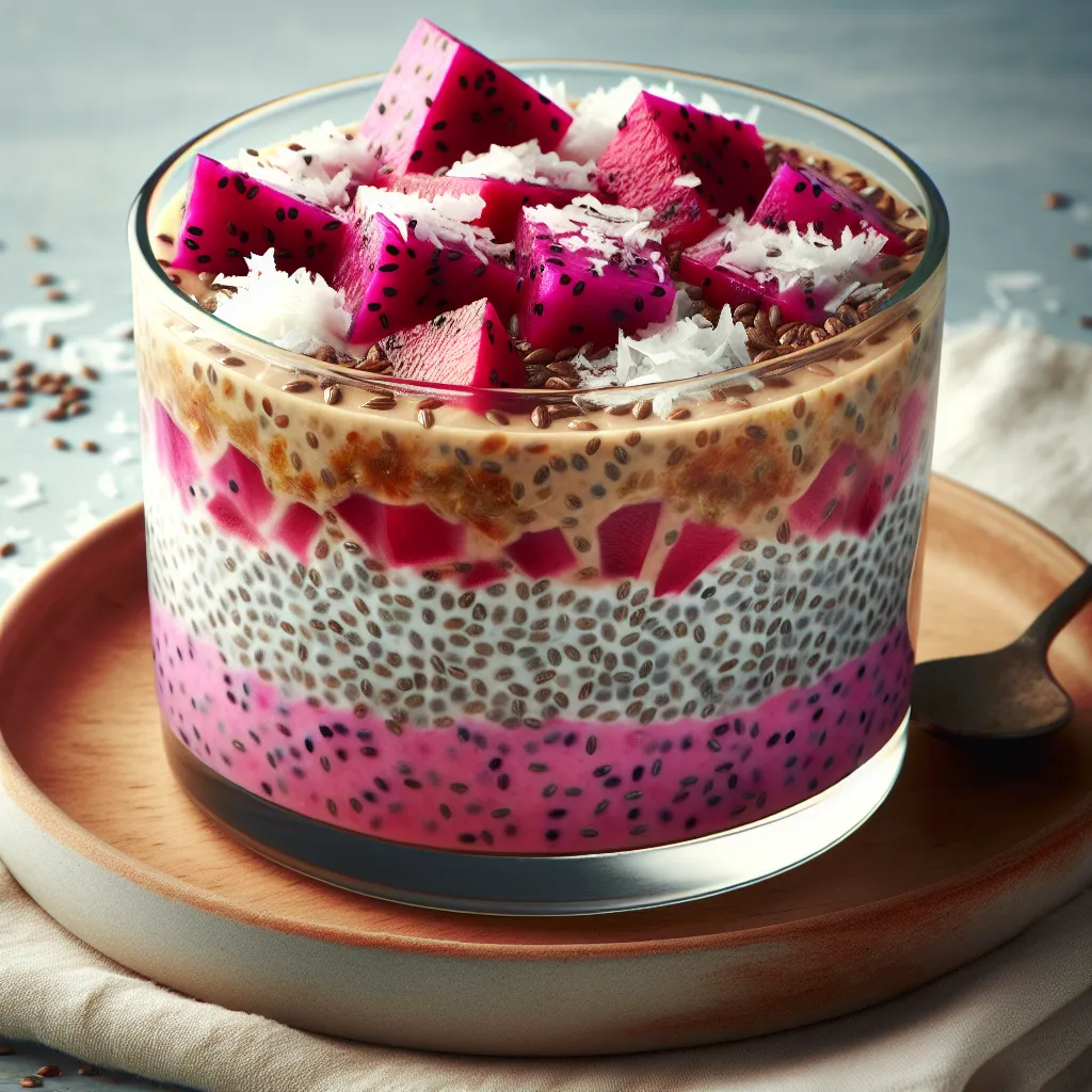 Exotic Spiced Chia Pudding with Dragon Fruit and Coconut