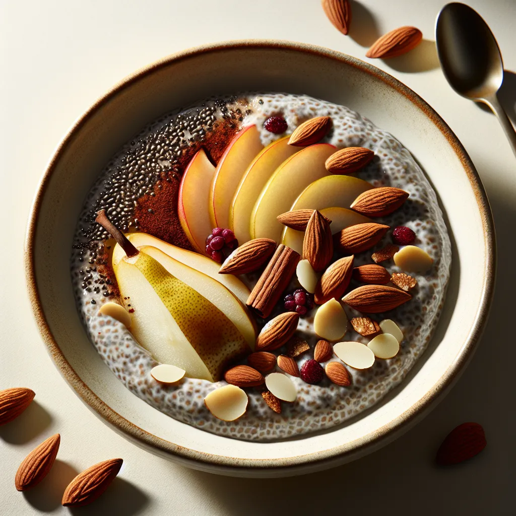 Autumn Spiced Chia Pudding with Pear and Almonds