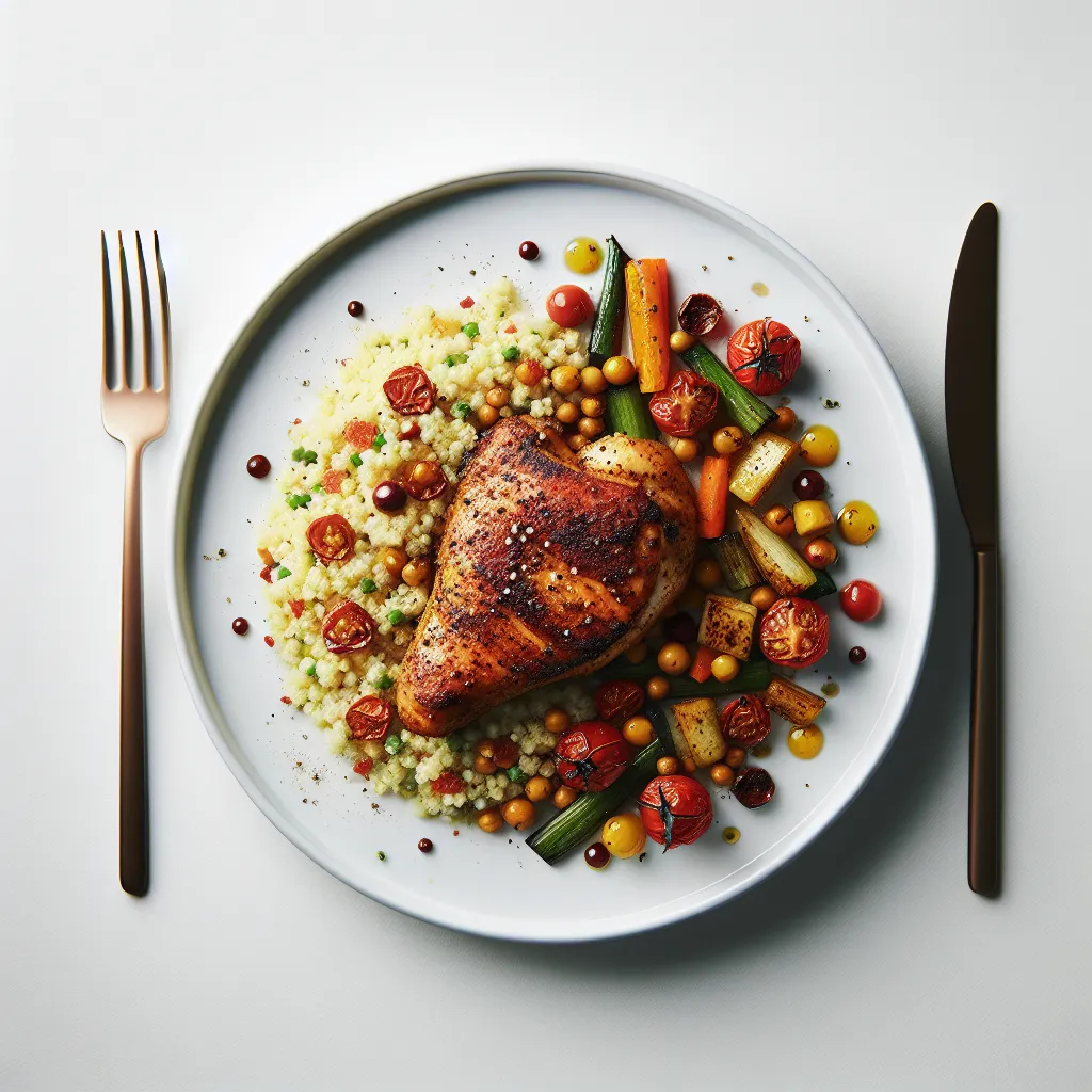 Exotic Spiced Chicken with Moroccan Couscous and Roasted Vegetables