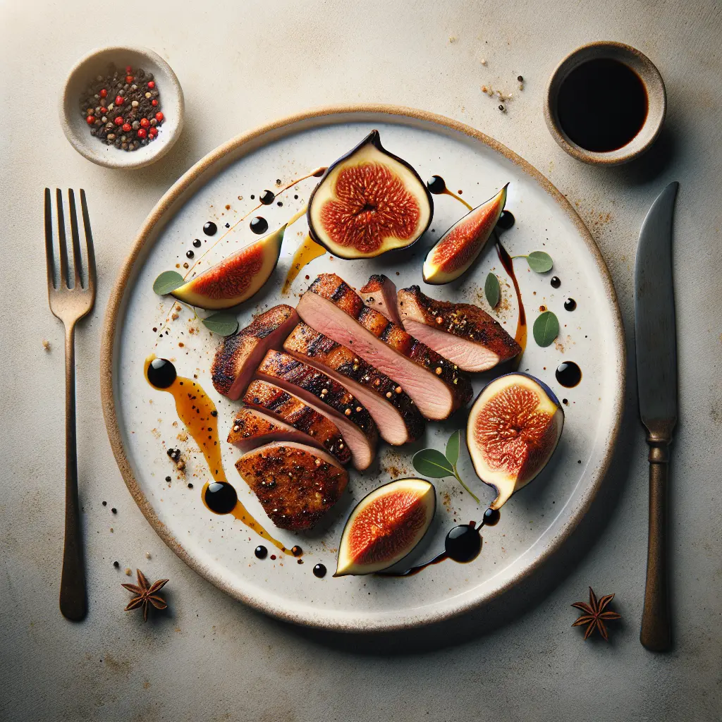 Exotic Spiced Grilled Duck Breast with Fig and Balsamic Reduction