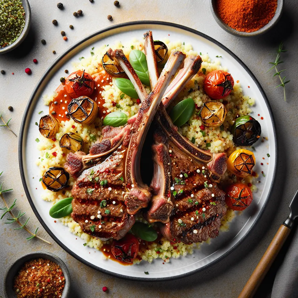 Exotic Spiced Grilled Lamb Chops with Harissa and Couscous