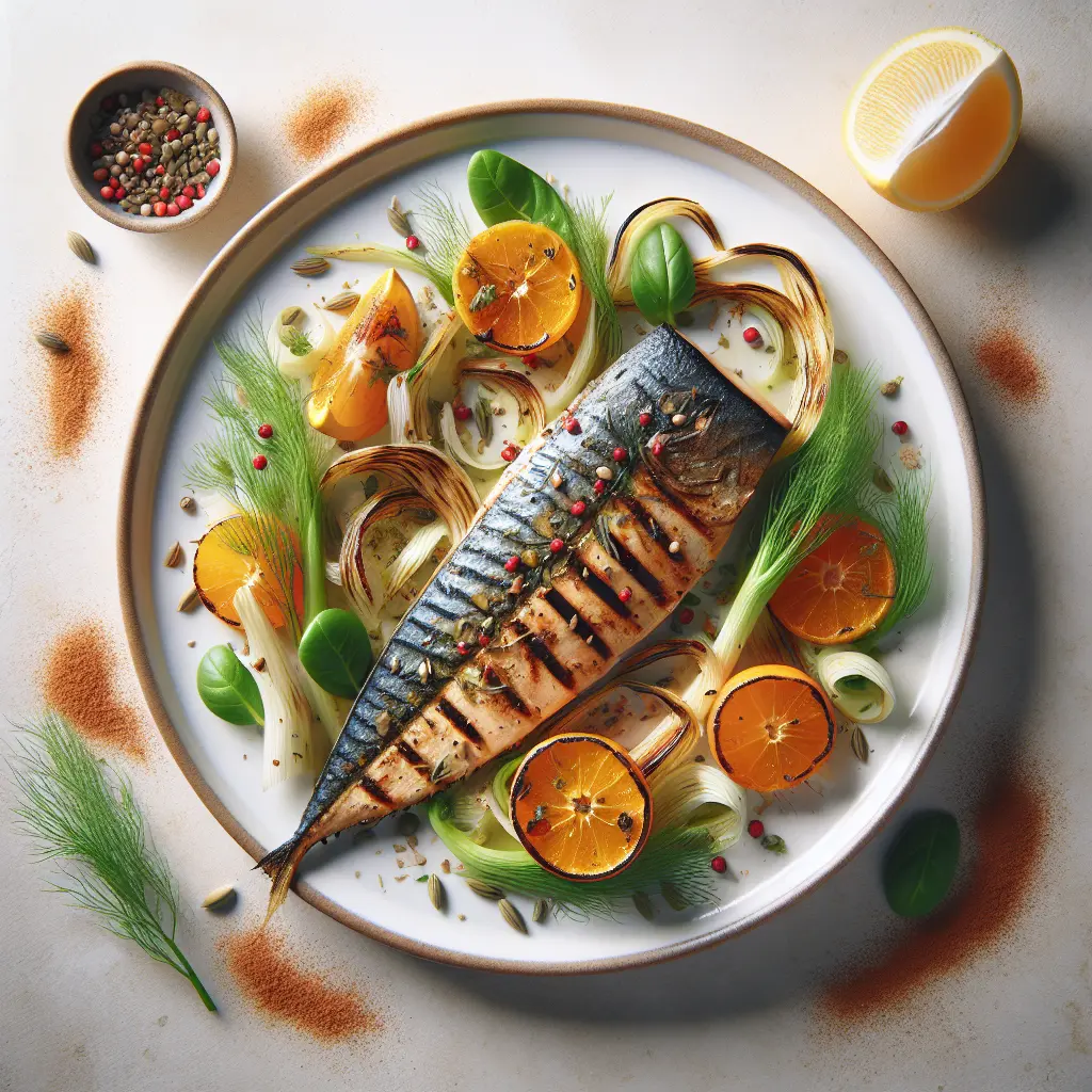 Exotic Spiced Grilled Mackerel with Fennel and Orange Salad
