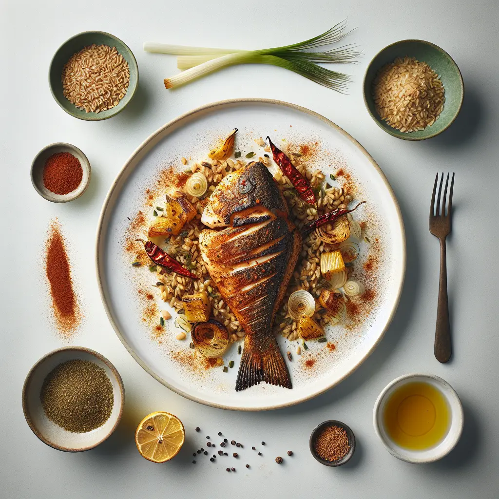 Exotic Spiced Grilled Monkfish with Barley and Roasted Fennel