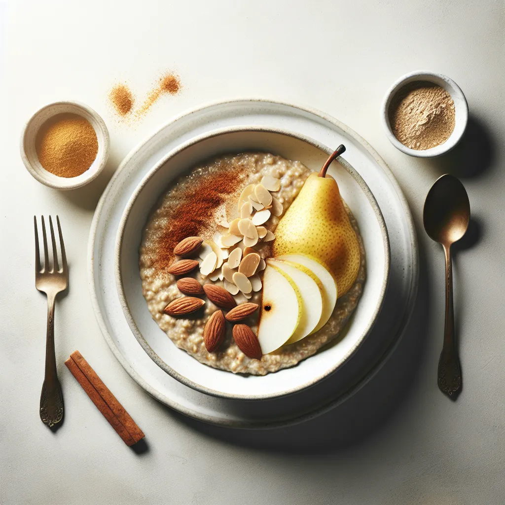 Autumn Spiced Oatmeal with Pear and Almonds