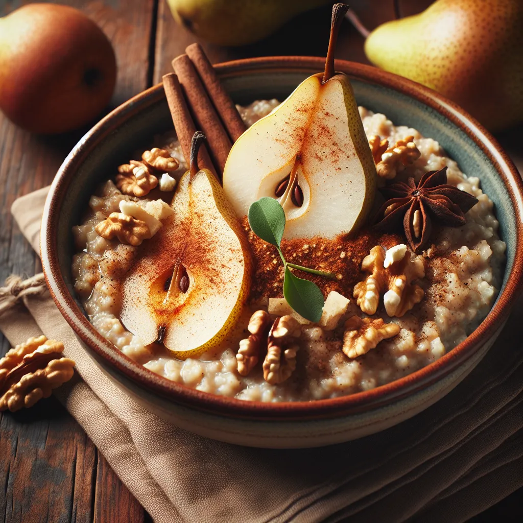 Autumn Spiced Oatmeal with Pear and Walnuts
