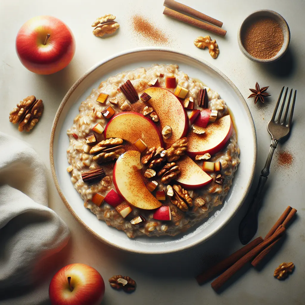 Autumn Spiced Oatmeal with Roasted Apples and Walnuts