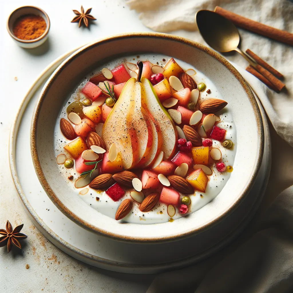Autumn Spiced Pear and Almond Yogurt Bowl