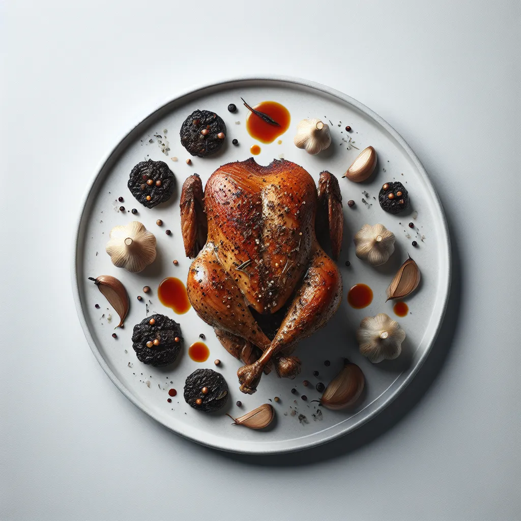 Exotic Spiced Pheasant with Black Garlic and Wild Mushroom Ragout