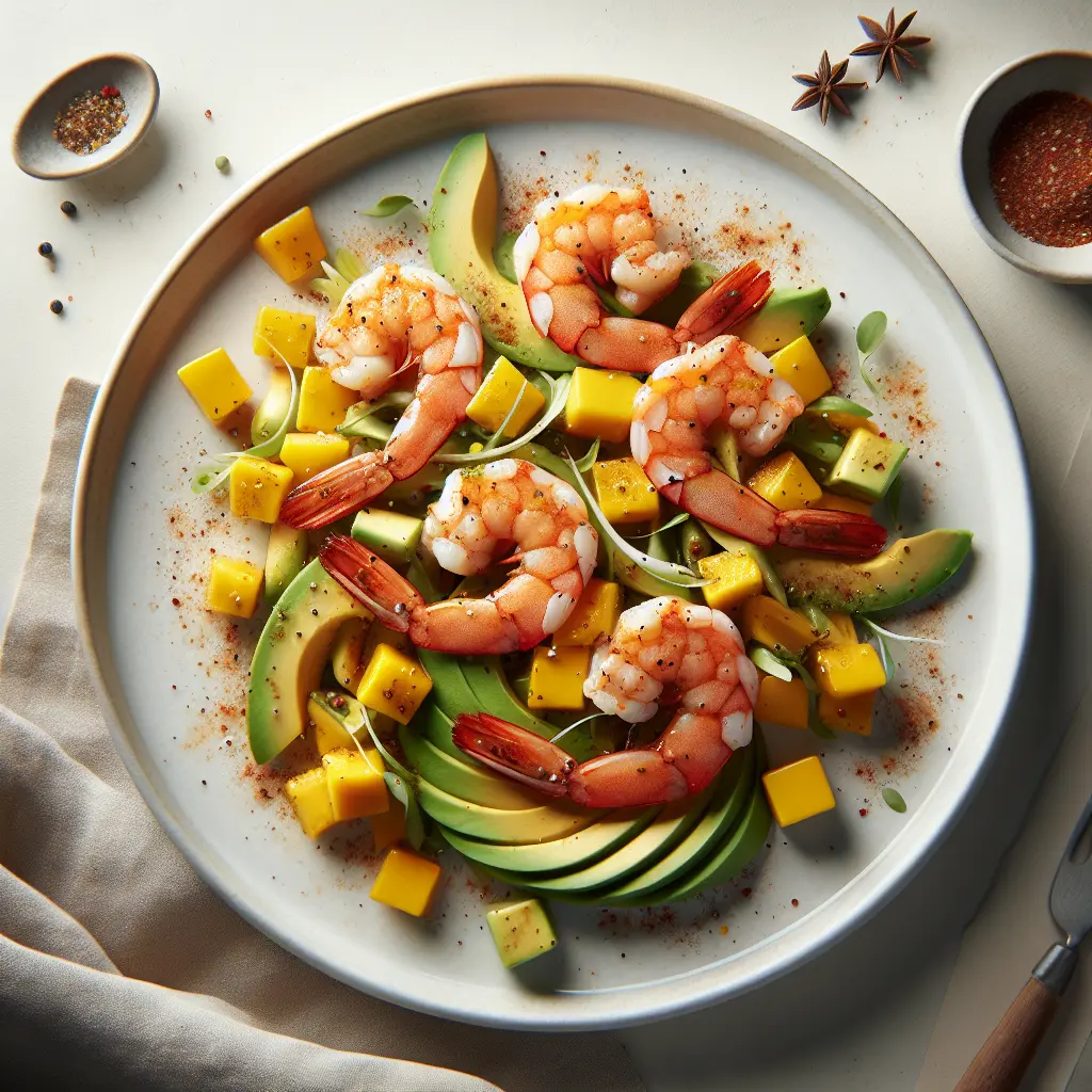 Exotic Spiced Prawn and Mango Salad with Avocado