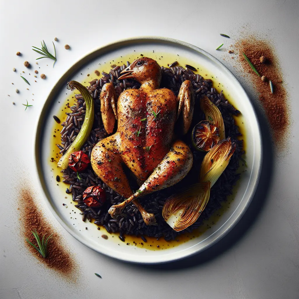Exotic Spiced Quail with Black Rice and Roasted Fennel