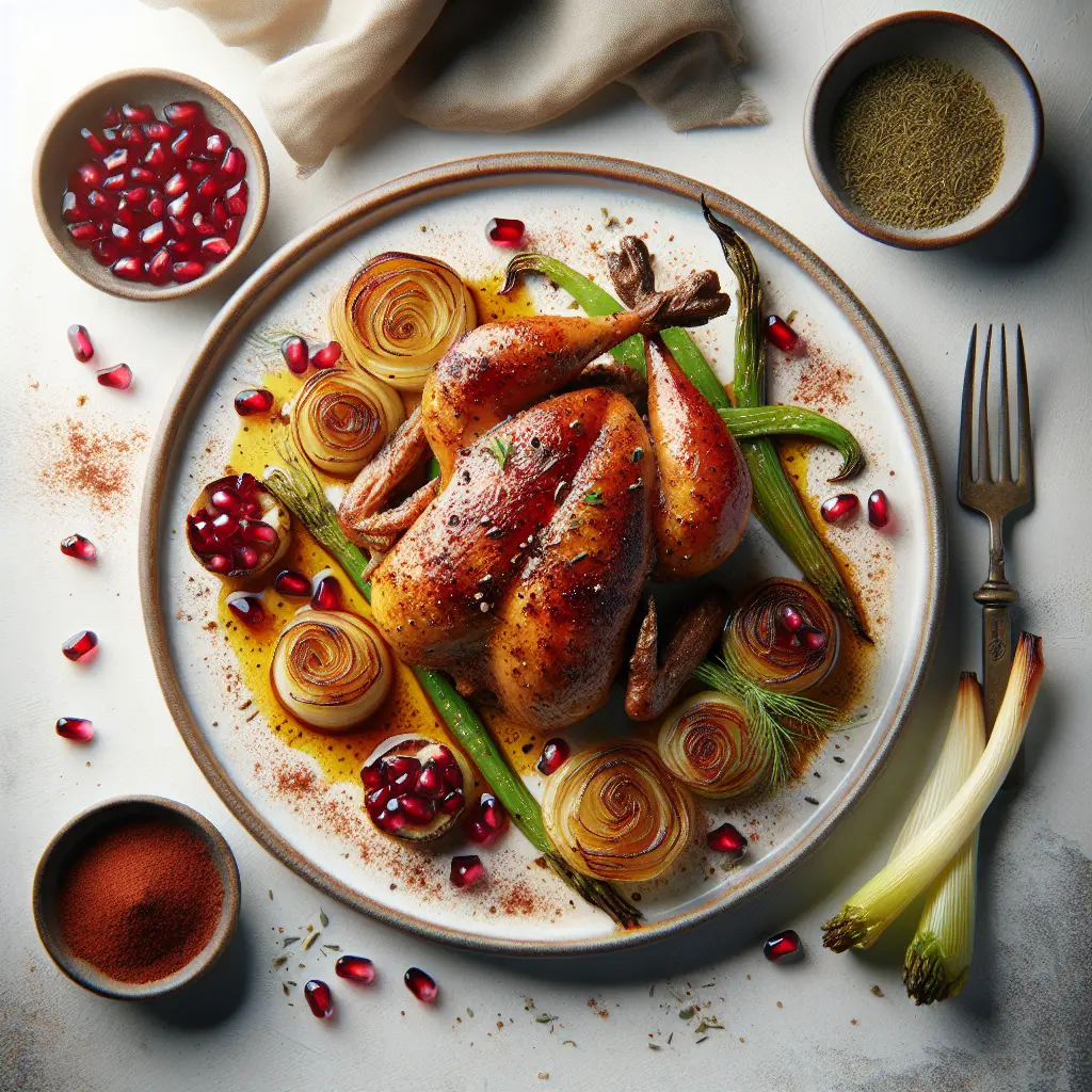 Exotic Spiced Quail with Pomegranate Glaze and Roasted Fennel