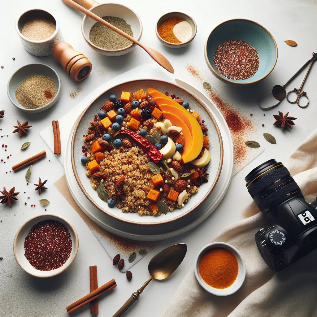 Exotic Spiced Quinoa Breakfast Bowl with Poached Egg and Avocado
