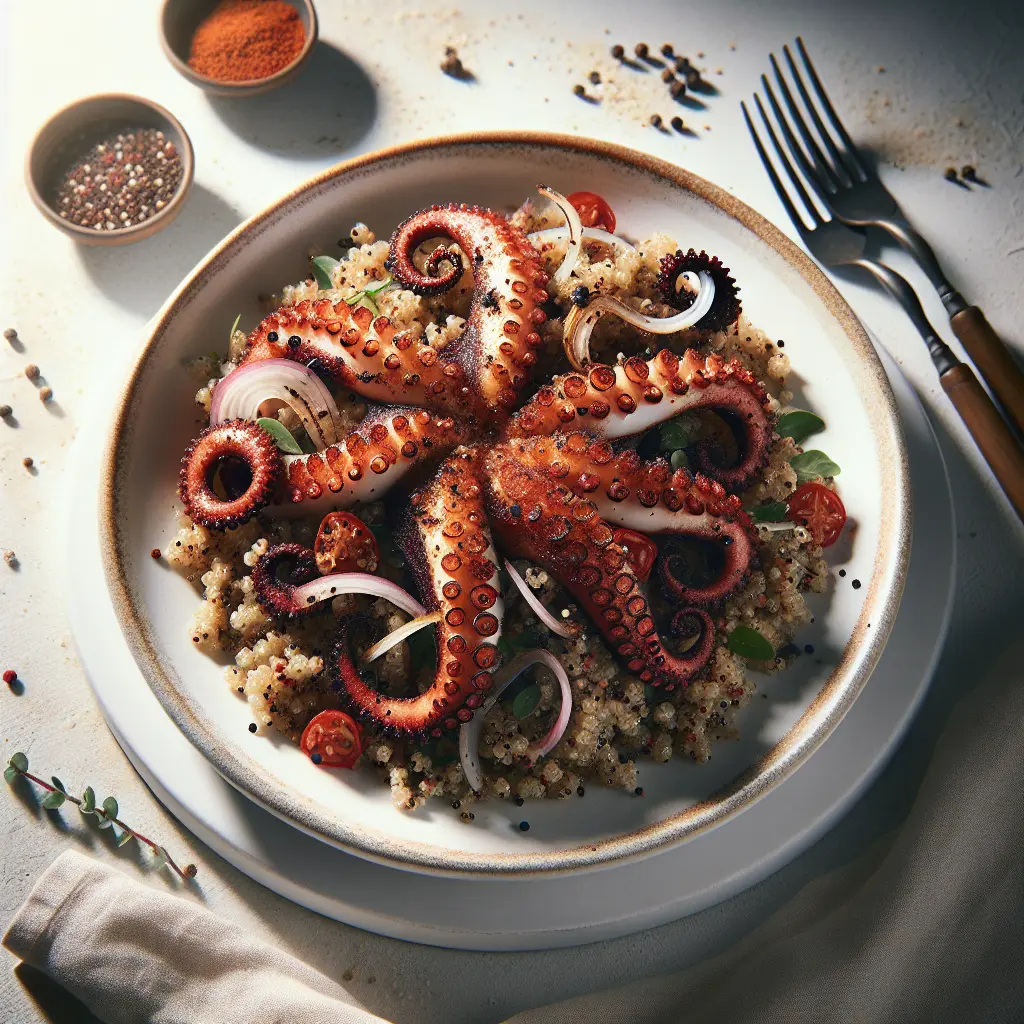 Exotic Spiced Quinoa Salad with Grilled Octopus