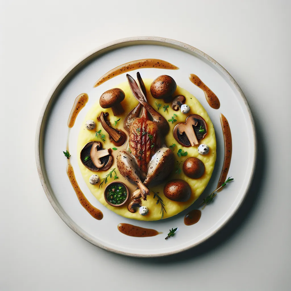 Exotic Spiced Rabbit with Wild Mushroom Ragout and Truffle Polenta