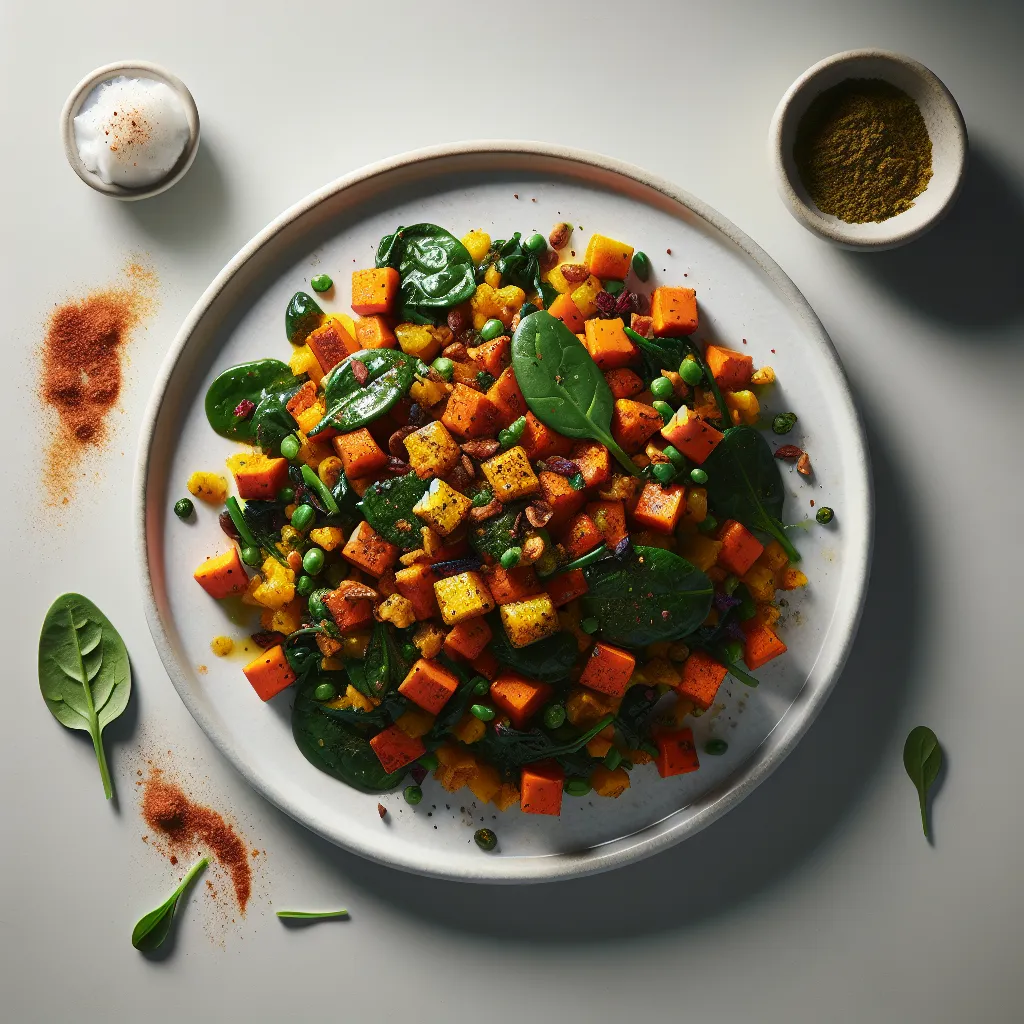 Autumn Spiced Sweet Potato and Spinach Breakfast Hash
