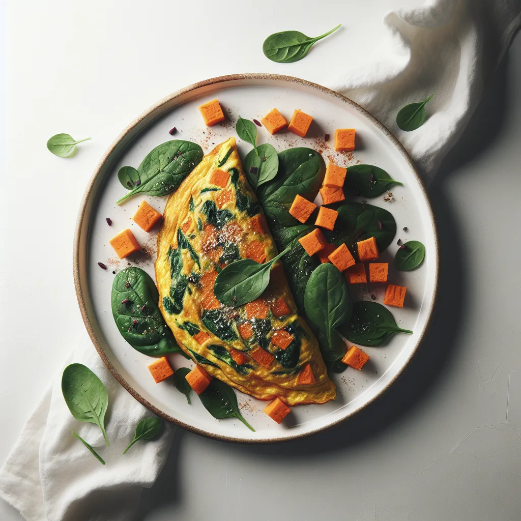 Autumn Spiced Sweet Potato and Spinach Omelette