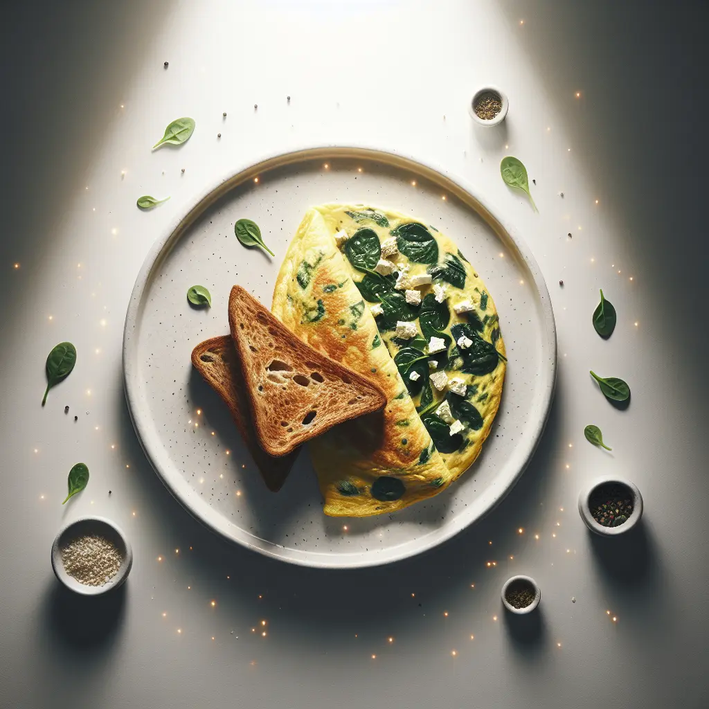 Gourmet Spinach and Feta Omelette with Whole Grain Toast