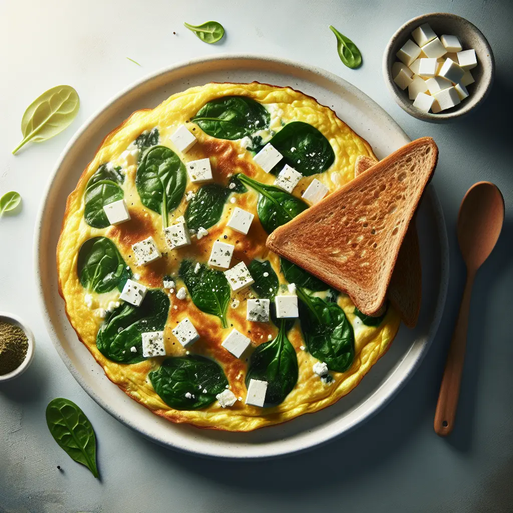 Gourmet Spinach and Feta Omelette with Whole Wheat Toast