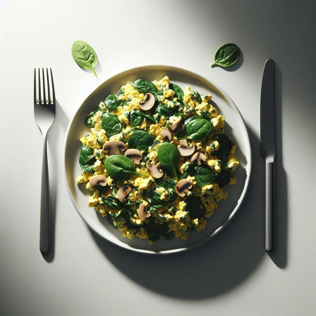 Autumn Breakfast Scramble with Spinach and Mushrooms