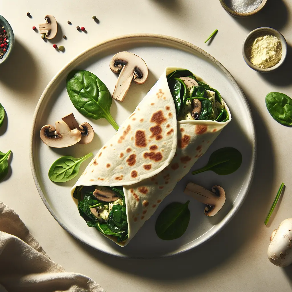 Spinach and Mushroom Breakfast Wrap