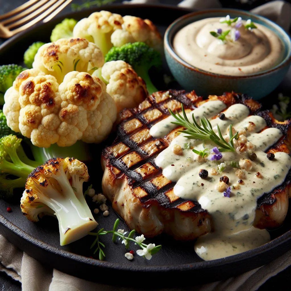 Steak de chou-fleur grillé avec sauce crémeuse