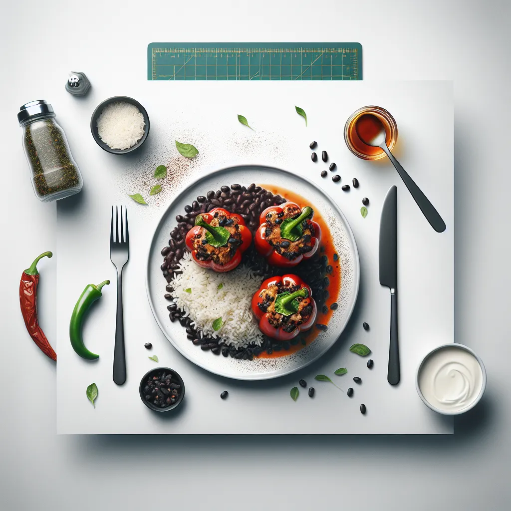 Spicy Stuffed Bell Peppers with Black Beans and Rice