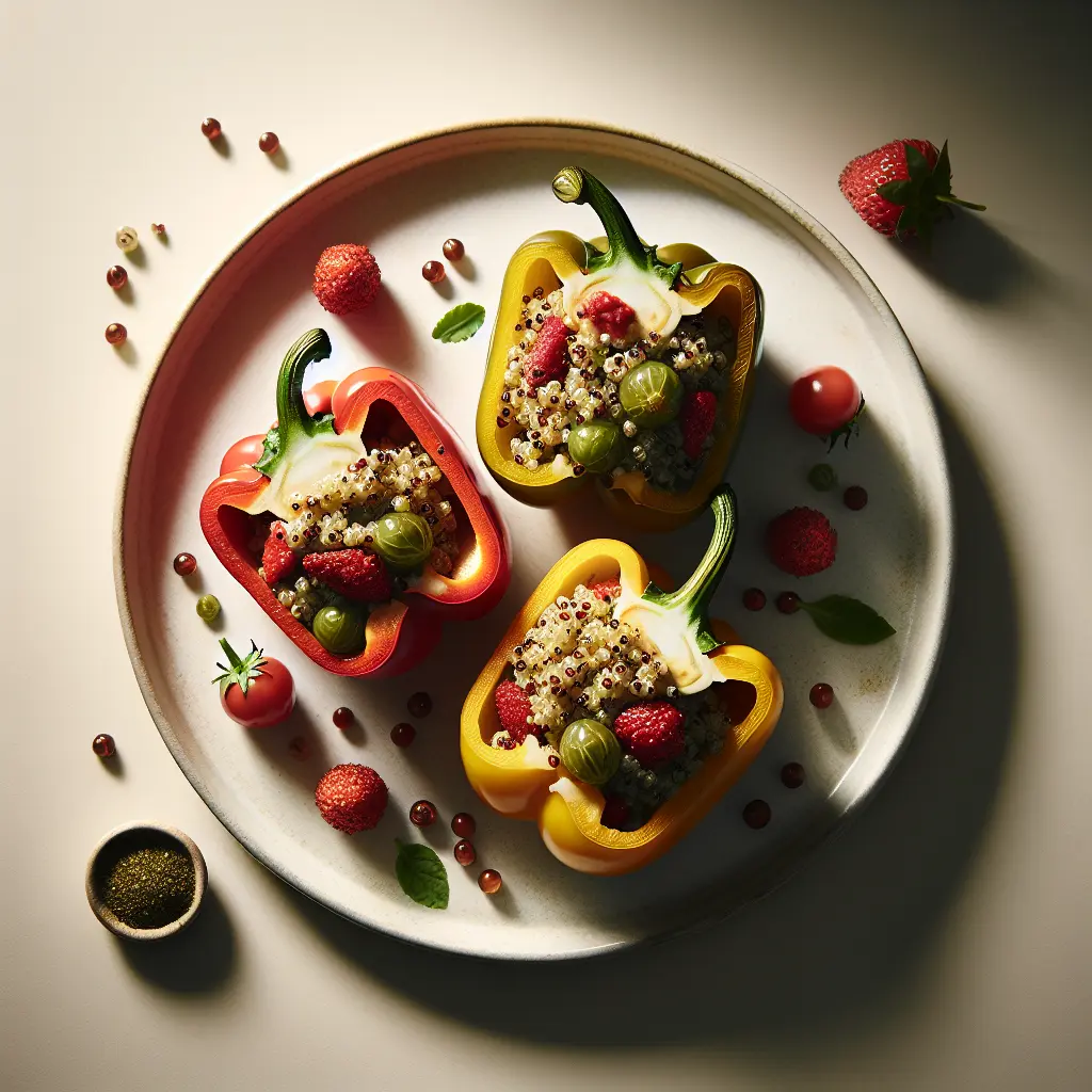 Stuffed Bell Peppers with Wild Strawberry and Gooseberry Quinoa