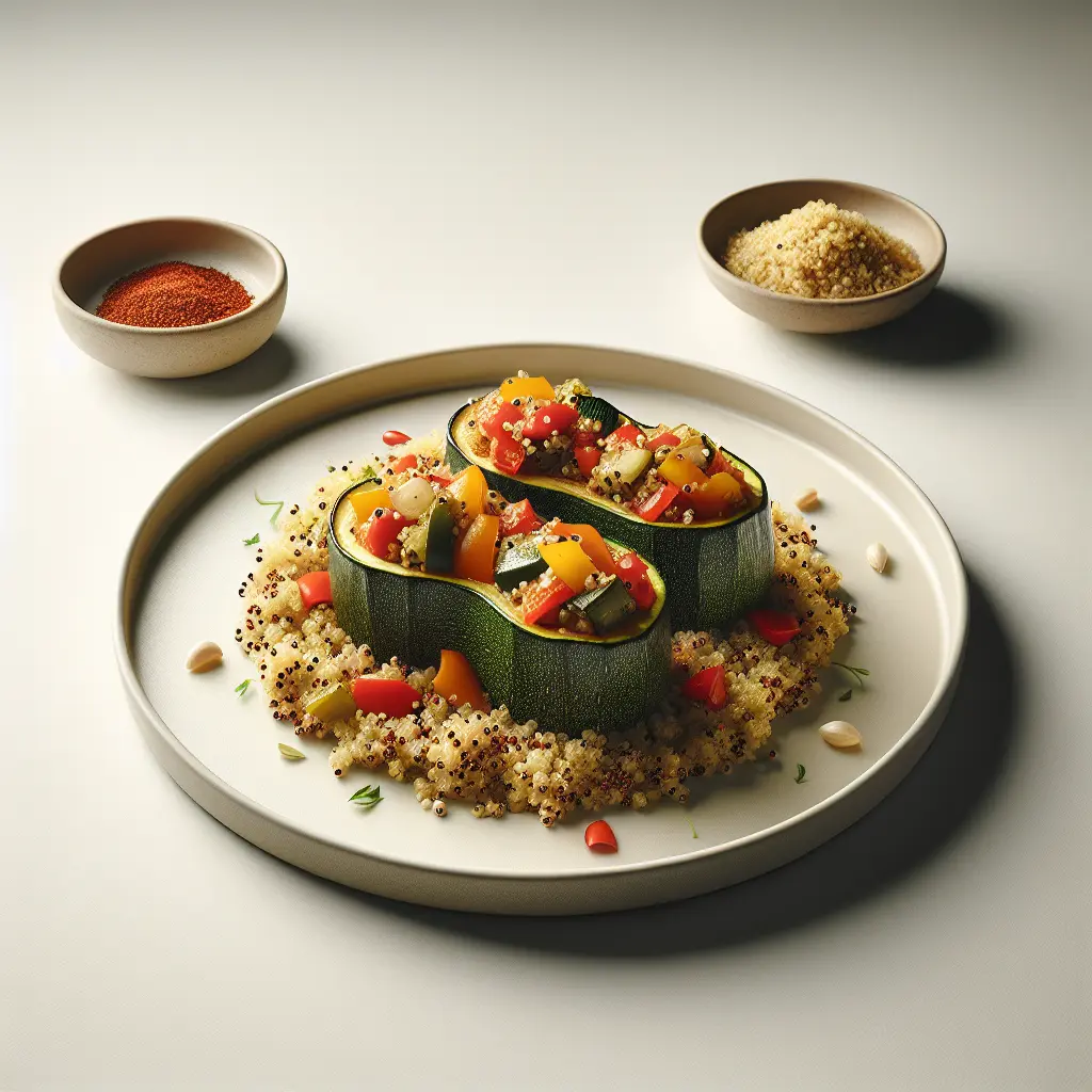Stuffed Zucchini with Quinoa and Bell Pepper