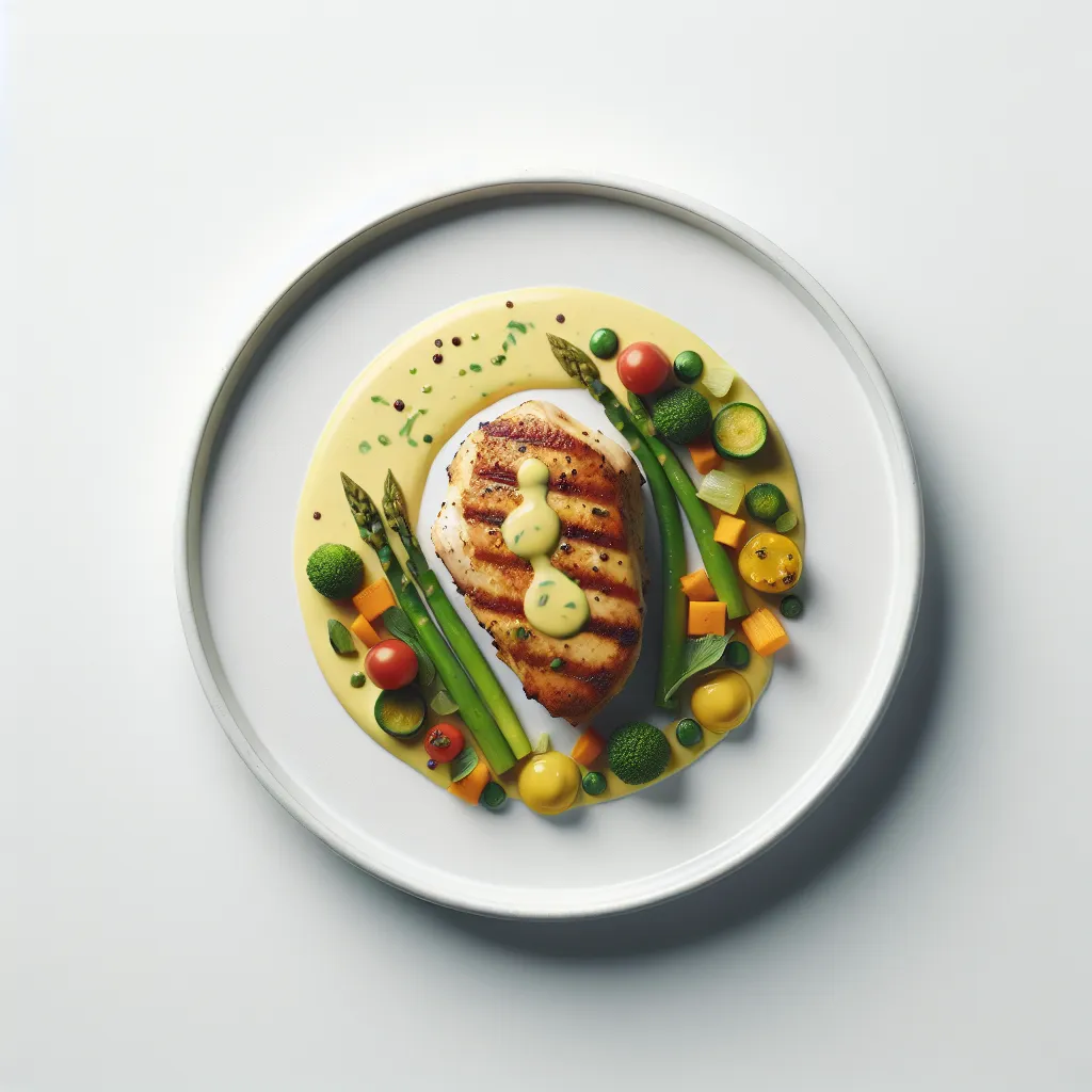 Tarragon Chicken with Mustard Yoghurt Sauce and Seasonal Vegetables