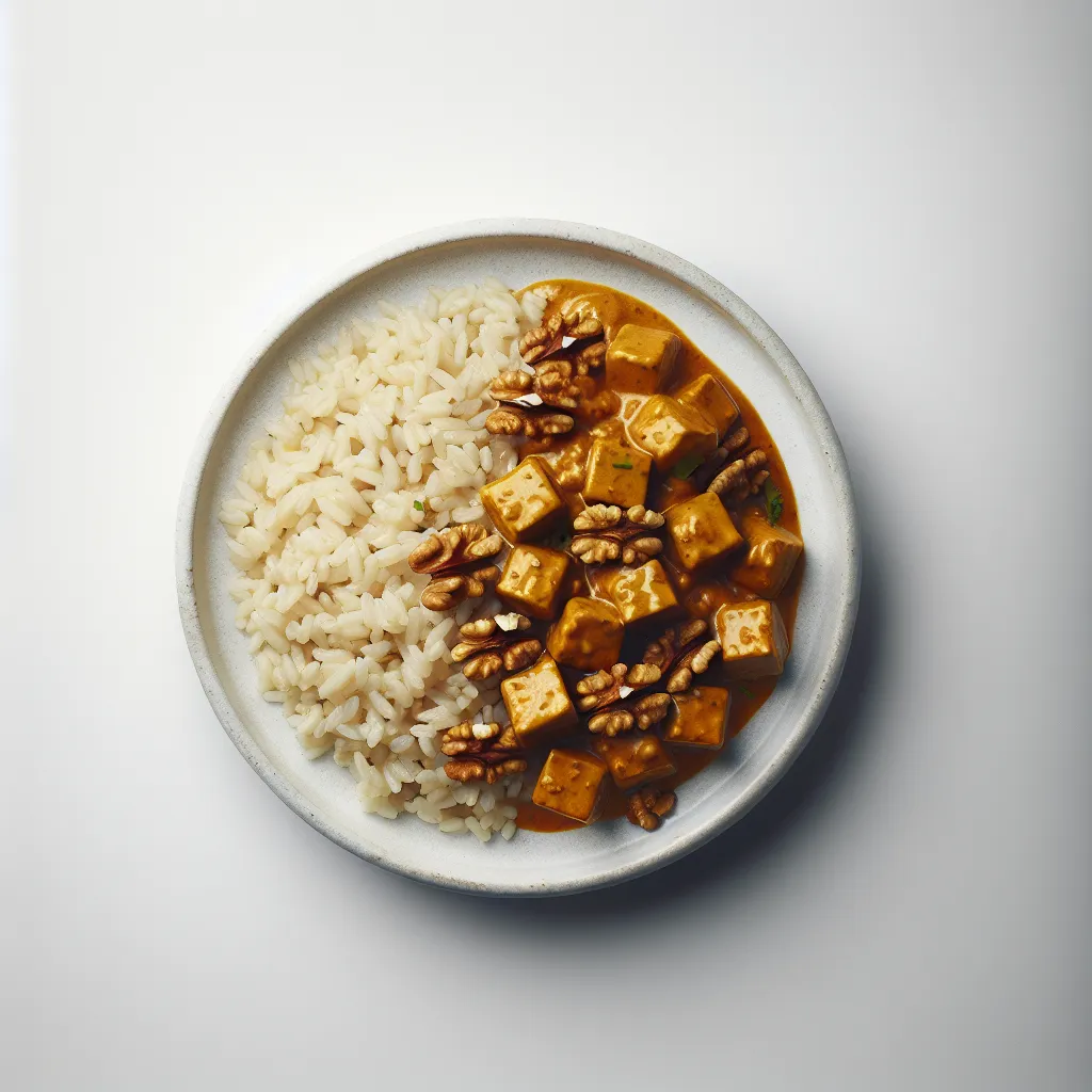 Tempeh and Walnut Curry with Brown Rice