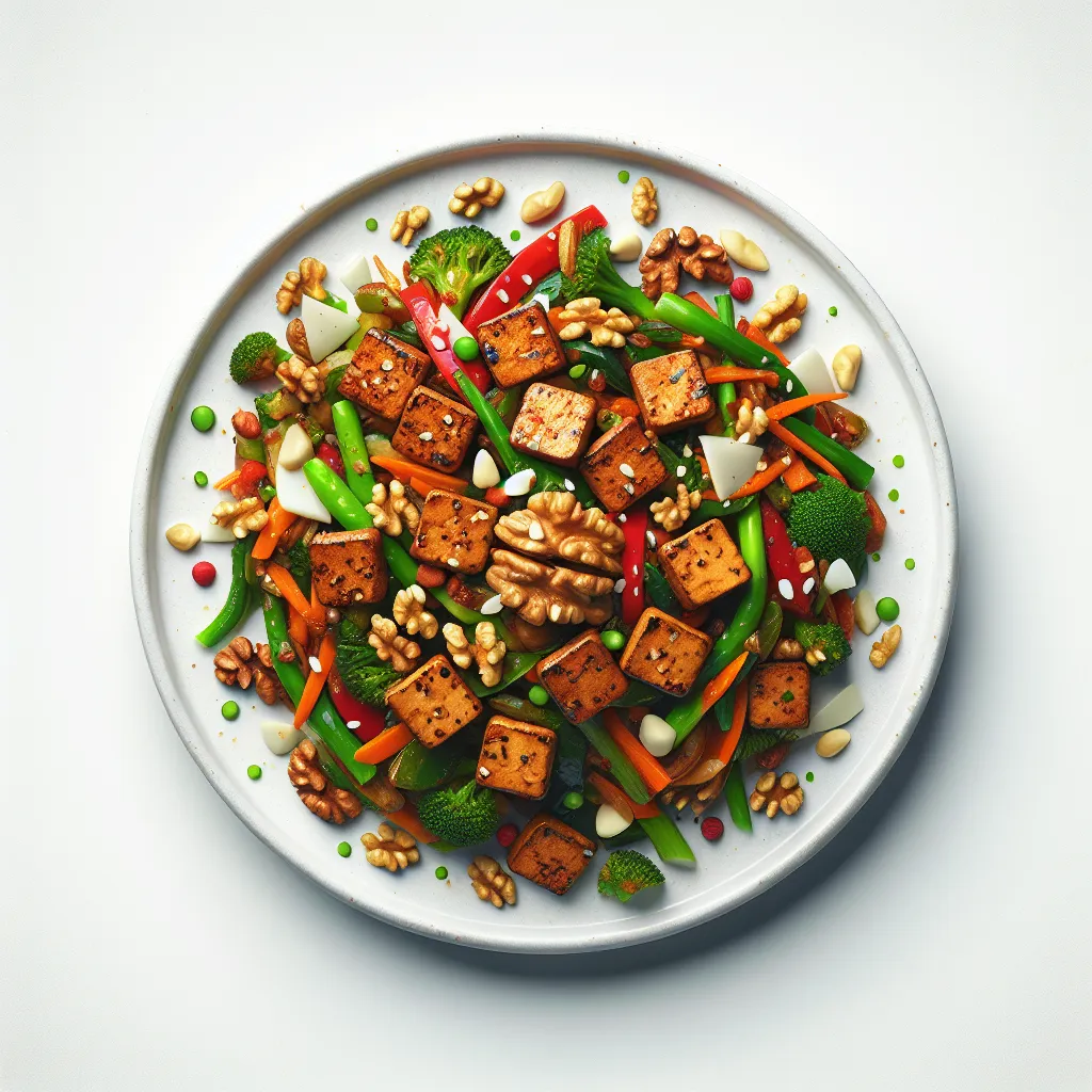 Tempeh and Walnut Stir-Fry with Mixed Vegetables